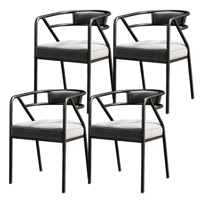 Glam Metal Arm Chair Open Back Dining Side Chair with Upholstered 21.6"x22.8"x29.5" Black-Gray 4 Piece Set Clearhalo 'Dining Chairs' 'Dining Tables & Seating' 'dining_chair' 'furn' 'furn_dining_chair' 'Furniture' 'furniture_dining_chair' 'Kitchen & Dining Furniture' 4831982
