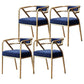 Glam Metal Arm Chair Open Back Dining Side Chair with Upholstered 21.6"x22.8"x29.5" Gold-Blue 4 Piece Set Clearhalo 'Dining Chairs' 'Dining Tables & Seating' 'dining_chair' 'furn' 'furn_dining_chair' 'Furniture' 'furniture_dining_chair' 'Kitchen & Dining Furniture' 4831985