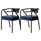 Glam Metal Arm Chair Open Back Dining Side Chair with Upholstered 21.6"x22.8"x29.5" Blue 2 Piece Set Clearhalo 'Dining Chairs' 'Dining Tables & Seating' 'dining_chair' 'furn' 'furn_dining_chair' 'Furniture' 'furniture_dining_chair' 'Kitchen & Dining Furniture' 4831987