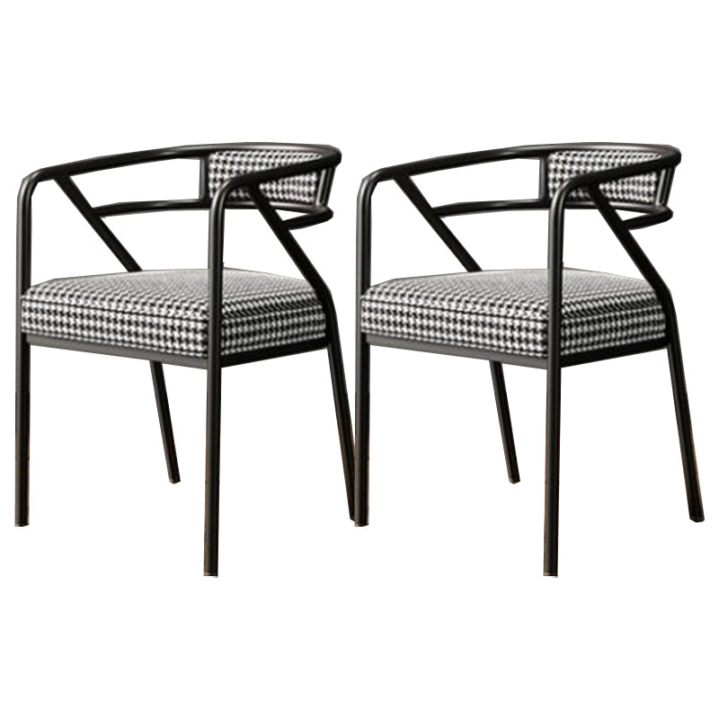 Glam Metal Arm Chair Open Back Dining Side Chair with Upholstered 21.6"x22.8"x29.5" Black White 2 Piece Set Clearhalo 'Dining Chairs' 'Dining Tables & Seating' 'dining_chair' 'furn' 'furn_dining_chair' 'Furniture' 'furniture_dining_chair' 'Kitchen & Dining Furniture' 4831990