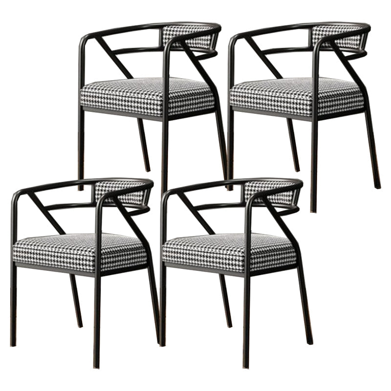 Glam Metal Arm Chair Open Back Dining Side Chair with Upholstered 21.6"x22.8"x29.5" Black White 4 Piece Set Clearhalo 'Dining Chairs' 'Dining Tables & Seating' 'dining_chair' 'furn' 'furn_dining_chair' 'Furniture' 'furniture_dining_chair' 'Kitchen & Dining Furniture' 4831991