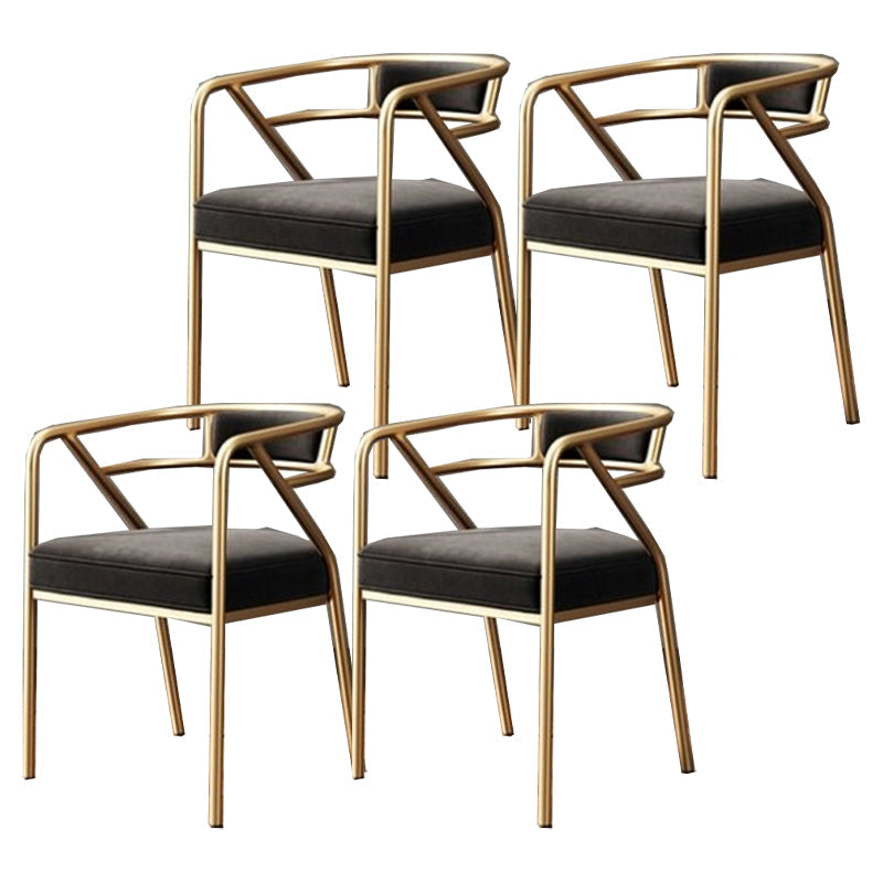 Glam Metal Arm Chair Open Back Dining Side Chair with Upholstered 21.6"x22.8"x29.5" Black-Gold 4 Piece Set Clearhalo 'Dining Chairs' 'Dining Tables & Seating' 'dining_chair' 'furn' 'furn_dining_chair' 'Furniture' 'furniture_dining_chair' 'Kitchen & Dining Furniture' 4831994