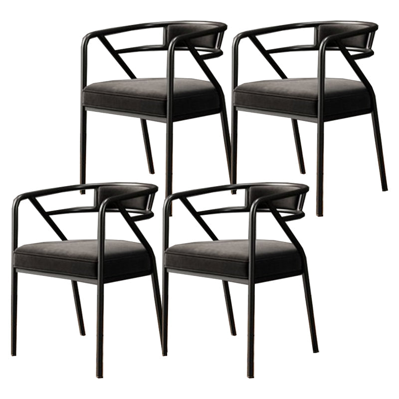 Glam Metal Arm Chair Open Back Dining Side Chair with Upholstered 21.6"x22.8"x29.5" Black 4 Piece Set Clearhalo 'Dining Chairs' 'Dining Tables & Seating' 'dining_chair' 'furn' 'furn_dining_chair' 'Furniture' 'furniture_dining_chair' 'Kitchen & Dining Furniture' 4831997
