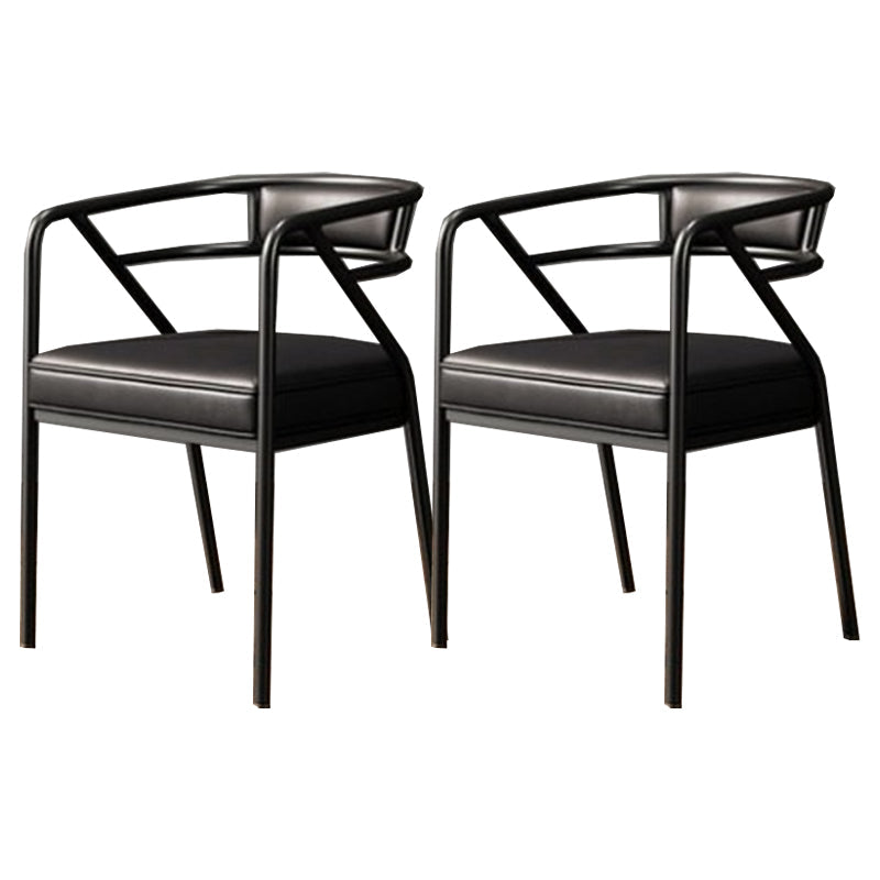 Glam Metal Arm Chair Open Back Dining Side Chair with Upholstered 21.6"x22.8"x29.5" Gloss Black 2 Piece Set Clearhalo 'Dining Chairs' 'Dining Tables & Seating' 'dining_chair' 'furn' 'furn_dining_chair' 'Furniture' 'furniture_dining_chair' 'Kitchen & Dining Furniture' 4832002