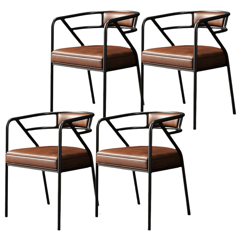 Glam Metal Arm Chair Open Back Dining Side Chair with Upholstered 21.6"x22.8"x29.5" Brown 4 Piece Set Clearhalo 'Dining Chairs' 'Dining Tables & Seating' 'dining_chair' 'furn' 'furn_dining_chair' 'Furniture' 'furniture_dining_chair' 'Kitchen & Dining Furniture' 4832006