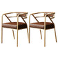 Glam Metal Arm Chair Open Back Dining Side Chair with Upholstered 21.6"x22.8"x29.5" Gold-Brown 2 Piece Set Clearhalo 'Dining Chairs' 'Dining Tables & Seating' 'dining_chair' 'furn' 'furn_dining_chair' 'Furniture' 'furniture_dining_chair' 'Kitchen & Dining Furniture' 4832007