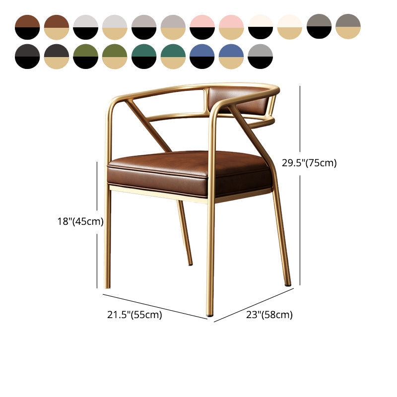 Glam Metal Arm Chair Open Back Dining Side Chair with Upholstered 21.6"x22.8"x29.5" Clearhalo 'Dining Chairs' 'Dining Tables & Seating' 'dining_chair' 'furn' 'furn_dining_chair' 'Furniture' 'furniture_dining_chair' 'Kitchen & Dining Furniture' 4832009