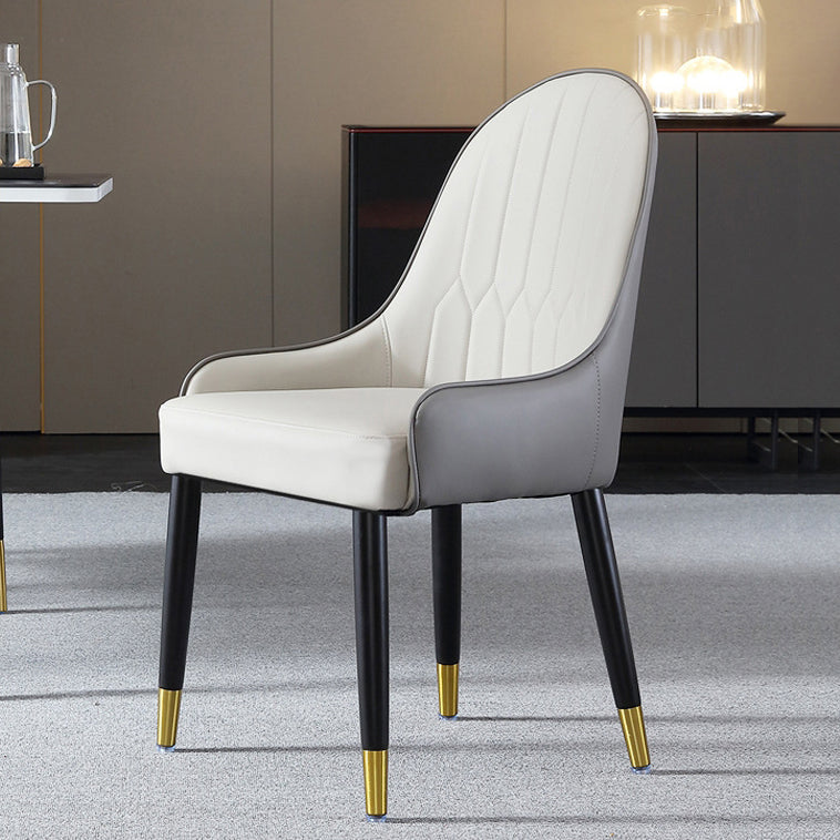 Glam Style Wood Chair Faux Leather Parsons Side Chair for Dining Room 20.8"x21.6"x35.4" White 1 Piece Clearhalo 'Dining Chairs' 'Dining Tables & Seating' 'dining_chair' 'furn' 'furn_dining_chair' 'Furniture' 'furniture_dining_chair' 'Kitchen & Dining Furniture' 4832011