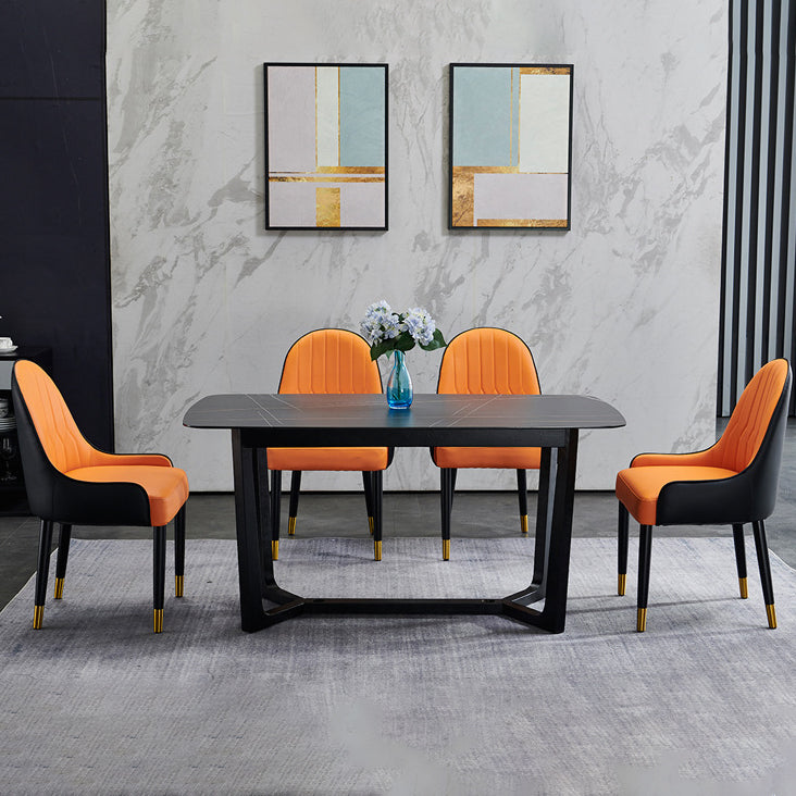 Glam Style Wood Chair Faux Leather Parsons Side Chair for Dining Room 20.8"x21.6"x35.4" Clearhalo 'Dining Chairs' 'Dining Tables & Seating' 'dining_chair' 'furn' 'furn_dining_chair' 'Furniture' 'furniture_dining_chair' 'Kitchen & Dining Furniture' 4832014