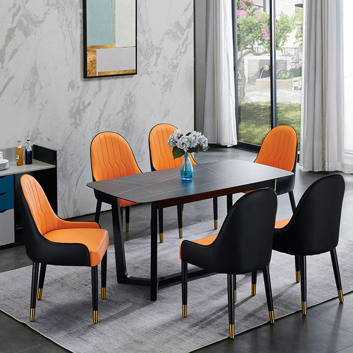 Glam Style Wood Chair Faux Leather Parsons Side Chair for Dining Room 20.8"x21.6"x35.4" Clearhalo 'Dining Chairs' 'Dining Tables & Seating' 'dining_chair' 'furn' 'furn_dining_chair' 'Furniture' 'furniture_dining_chair' 'Kitchen & Dining Furniture' 4832016