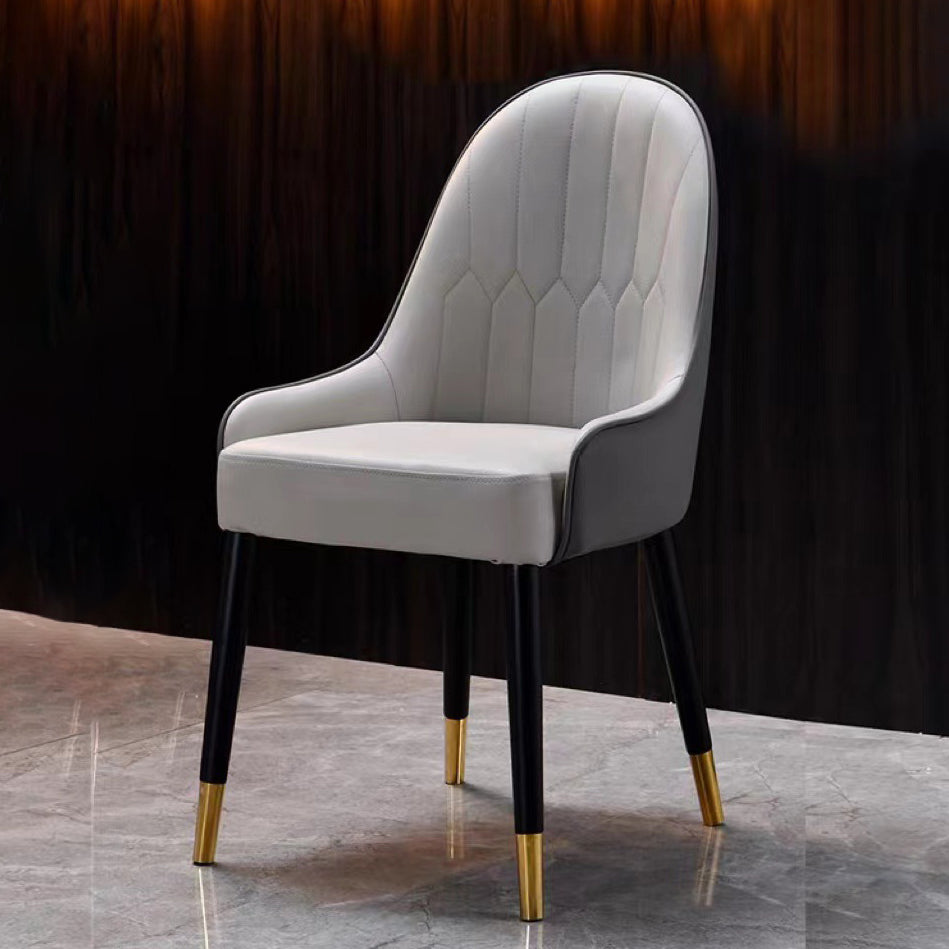 Glam Style Wood Chair Faux Leather Parsons Side Chair for Dining Room 20.8"x21.6"x35.4" Grey 1 Piece Clearhalo 'Dining Chairs' 'Dining Tables & Seating' 'dining_chair' 'furn' 'furn_dining_chair' 'Furniture' 'furniture_dining_chair' 'Kitchen & Dining Furniture' 4832017