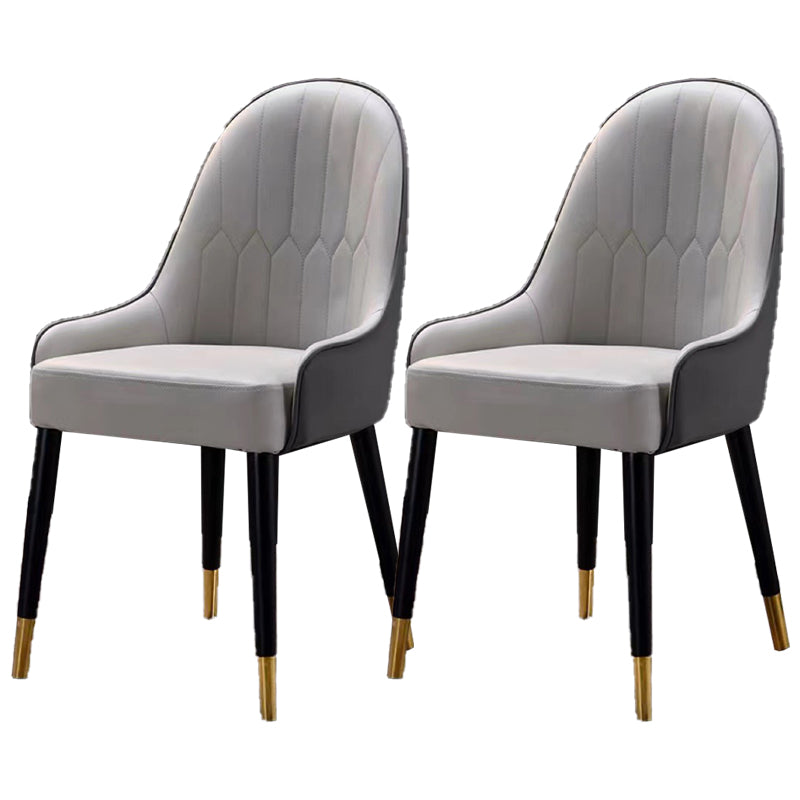 Glam Style Wood Chair Faux Leather Parsons Side Chair for Dining Room 20.8"x21.6"x35.4" Grey 2 Piece Set Clearhalo 'Dining Chairs' 'Dining Tables & Seating' 'dining_chair' 'furn' 'furn_dining_chair' 'Furniture' 'furniture_dining_chair' 'Kitchen & Dining Furniture' 4832018