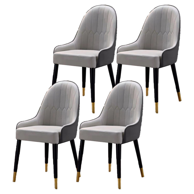 Glam Style Wood Chair Faux Leather Parsons Side Chair for Dining Room 20.8"x21.6"x35.4" Grey 4 Piece Set Clearhalo 'Dining Chairs' 'Dining Tables & Seating' 'dining_chair' 'furn' 'furn_dining_chair' 'Furniture' 'furniture_dining_chair' 'Kitchen & Dining Furniture' 4832020