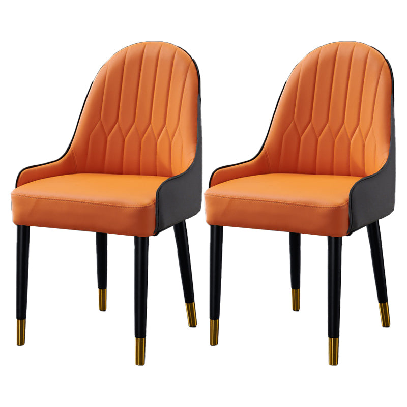 Glam Style Wood Chair Faux Leather Parsons Side Chair for Dining Room 20.8"x21.6"x35.4" Orange 2 Piece Set Clearhalo 'Dining Chairs' 'Dining Tables & Seating' 'dining_chair' 'furn' 'furn_dining_chair' 'Furniture' 'furniture_dining_chair' 'Kitchen & Dining Furniture' 4832024