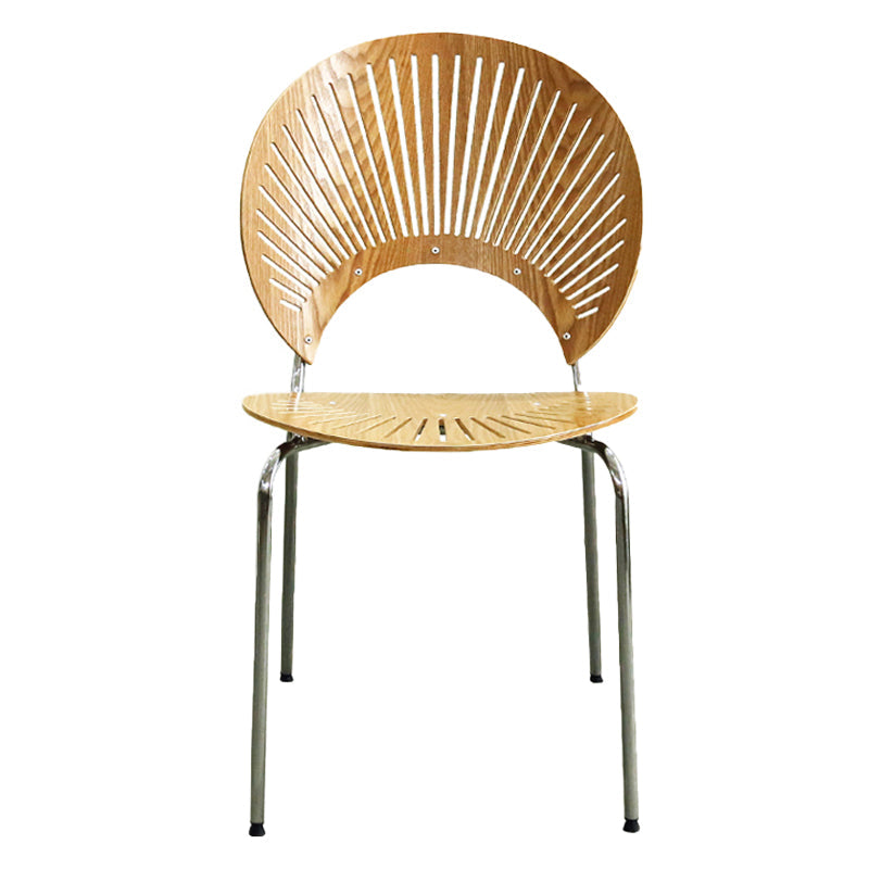 Contemporary Stainless Steel Legs Armless Dining Chairs Open Back Dining Side Chair Wood 1 Piece Clearhalo 'Dining Chairs' 'Dining Tables & Seating' 'dining_chair' 'furn' 'furn_dining_chair' 'Furniture' 'furniture_dining_chair' 'Kitchen & Dining Furniture' 4832033