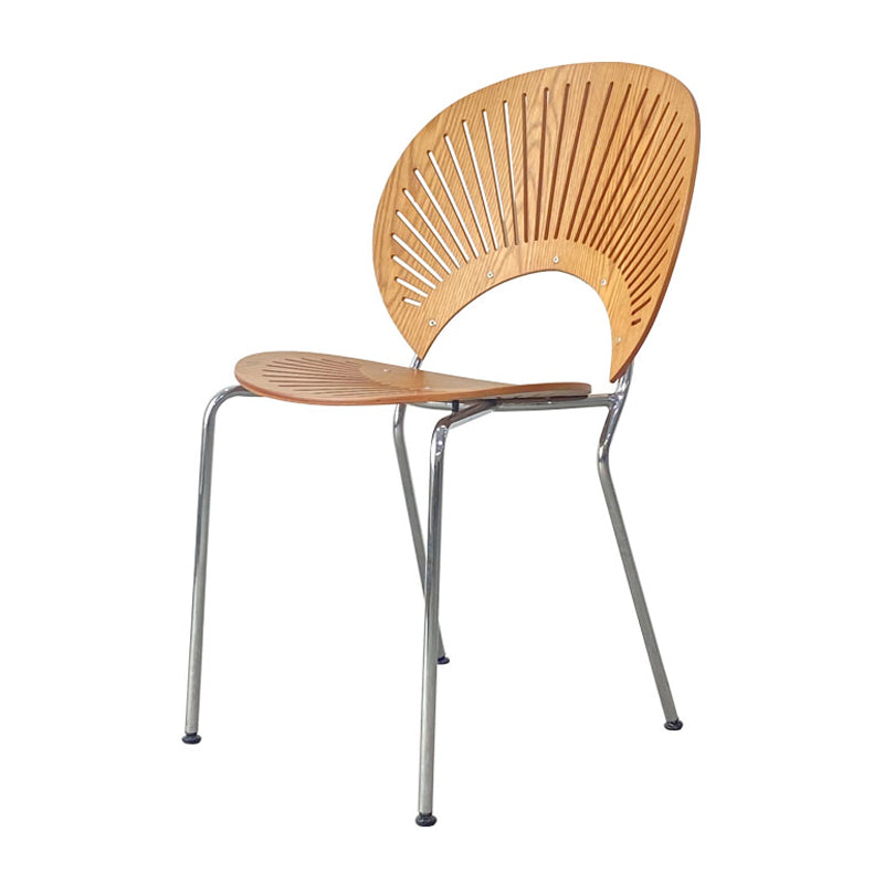 Contemporary Stainless Steel Legs Armless Dining Chairs Open Back Dining Side Chair Cherry Wood 1 Piece Clearhalo 'Dining Chairs' 'Dining Tables & Seating' 'dining_chair' 'furn' 'furn_dining_chair' 'Furniture' 'furniture_dining_chair' 'Kitchen & Dining Furniture' 4832037