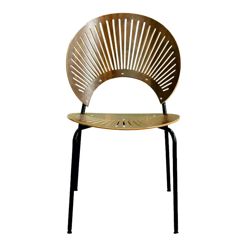 Contemporary Stainless Steel Legs Armless Dining Chairs Open Back Dining Side Chair Walnut 1 Piece Clearhalo 'Dining Chairs' 'Dining Tables & Seating' 'dining_chair' 'furn' 'furn_dining_chair' 'Furniture' 'furniture_dining_chair' 'Kitchen & Dining Furniture' 4832039