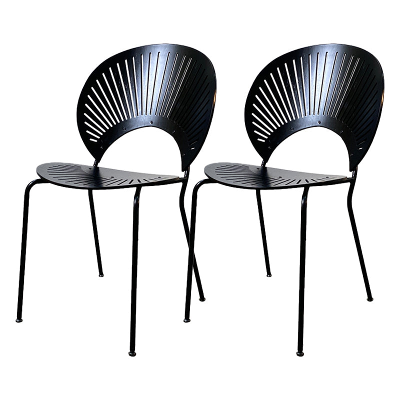 Contemporary Stainless Steel Legs Armless Dining Chairs Open Back Dining Side Chair Black 2 Piece Set Clearhalo 'Dining Chairs' 'Dining Tables & Seating' 'dining_chair' 'furn' 'furn_dining_chair' 'Furniture' 'furniture_dining_chair' 'Kitchen & Dining Furniture' 4832043