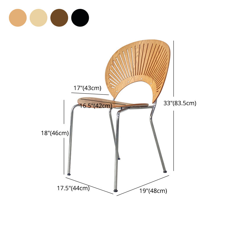 Contemporary Stainless Steel Legs Armless Dining Chairs Open Back Dining Side Chair Clearhalo 'Dining Chairs' 'Dining Tables & Seating' 'dining_chair' 'furn' 'furn_dining_chair' 'Furniture' 'furniture_dining_chair' 'Kitchen & Dining Furniture' 4832045