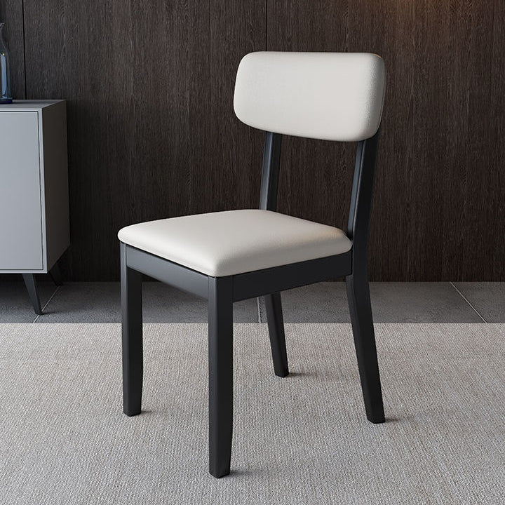 Glam Wood Chair Open Back Dining Side Chair for Dining Room with Upholstered Black White 1 Piece Clearhalo 'Dining Chairs' 'Dining Tables & Seating' 'dining_chair' 'furn' 'furn_dining_chair' 'Furniture' 'furniture_dining_chair' 'Kitchen & Dining Furniture' 4832051