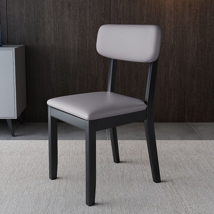 Glam Wood Chair Open Back Dining Side Chair for Dining Room with Upholstered Black-Gray 1 Piece Clearhalo 'Dining Chairs' 'Dining Tables & Seating' 'dining_chair' 'furn' 'furn_dining_chair' 'Furniture' 'furniture_dining_chair' 'Kitchen & Dining Furniture' 4832061