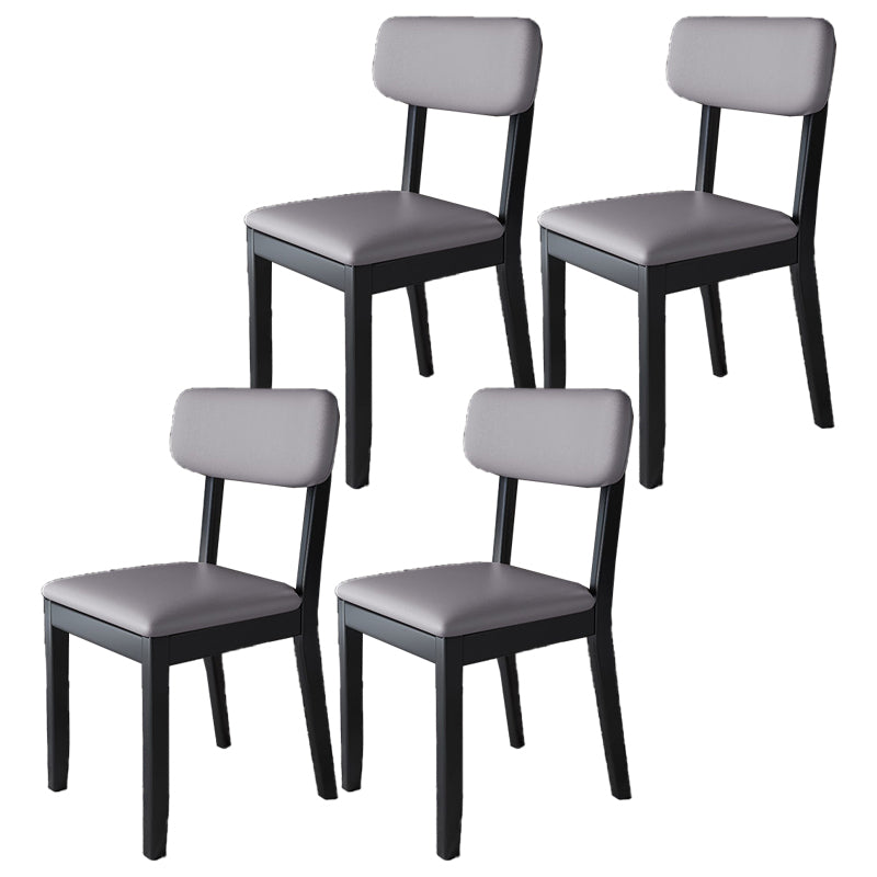 Glam Wood Chair Open Back Dining Side Chair for Dining Room with Upholstered Black-Gray 4 Piece Set Clearhalo 'Dining Chairs' 'Dining Tables & Seating' 'dining_chair' 'furn' 'furn_dining_chair' 'Furniture' 'furniture_dining_chair' 'Kitchen & Dining Furniture' 4832063