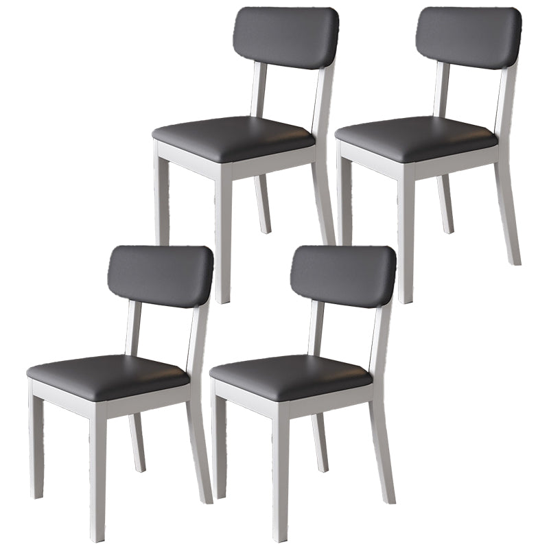 Glam Wood Chair Open Back Dining Side Chair for Dining Room with Upholstered White-Gray 4 Piece Set Clearhalo 'Dining Chairs' 'Dining Tables & Seating' 'dining_chair' 'furn' 'furn_dining_chair' 'Furniture' 'furniture_dining_chair' 'Kitchen & Dining Furniture' 4832066