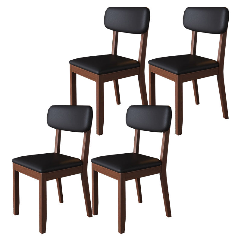 Glam Wood Chair Open Back Dining Side Chair for Dining Room with Upholstered Walnut 4 Piece Set Clearhalo 'Dining Chairs' 'Dining Tables & Seating' 'dining_chair' 'furn' 'furn_dining_chair' 'Furniture' 'furniture_dining_chair' 'Kitchen & Dining Furniture' 4832069
