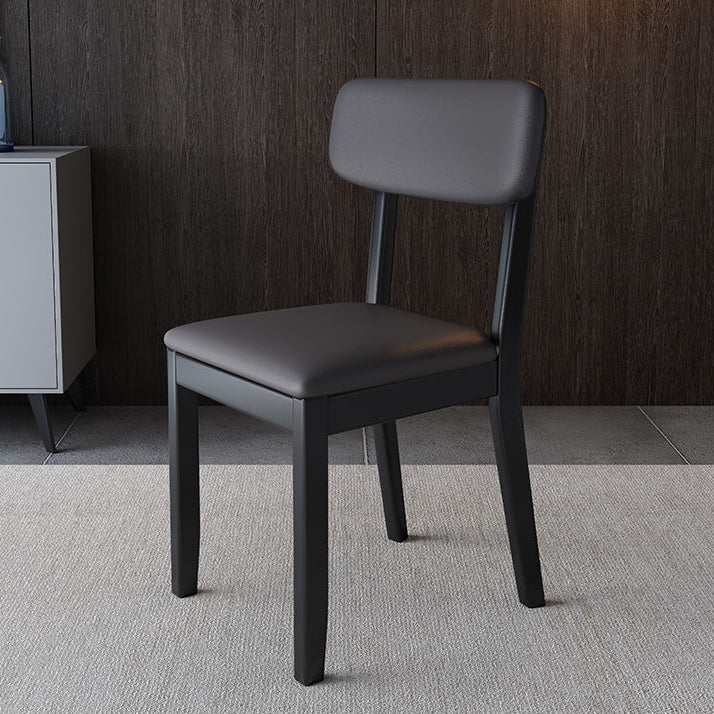Glam Wood Chair Open Back Dining Side Chair for Dining Room with Upholstered Black 1 Piece Clearhalo 'Dining Chairs' 'Dining Tables & Seating' 'dining_chair' 'furn' 'furn_dining_chair' 'Furniture' 'furniture_dining_chair' 'Kitchen & Dining Furniture' 4832070