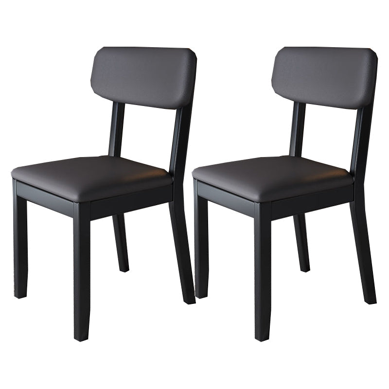 Glam Wood Chair Open Back Dining Side Chair for Dining Room with Upholstered Black 2 Piece Set Clearhalo 'Dining Chairs' 'Dining Tables & Seating' 'dining_chair' 'furn' 'furn_dining_chair' 'Furniture' 'furniture_dining_chair' 'Kitchen & Dining Furniture' 4832071