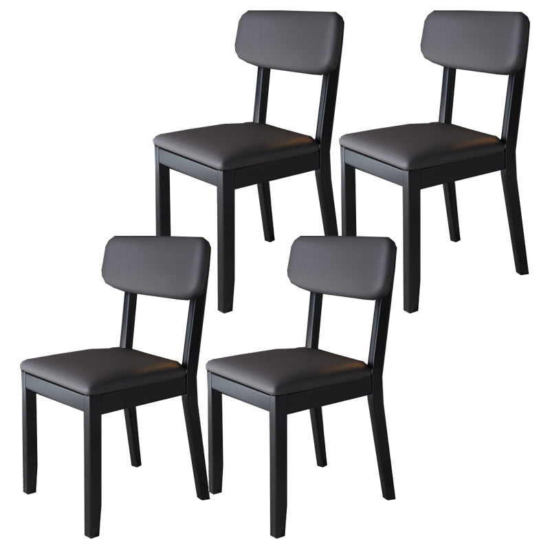 Glam Wood Chair Open Back Dining Side Chair for Dining Room with Upholstered Black 4 Piece Set Clearhalo 'Dining Chairs' 'Dining Tables & Seating' 'dining_chair' 'furn' 'furn_dining_chair' 'Furniture' 'furniture_dining_chair' 'Kitchen & Dining Furniture' 4832072