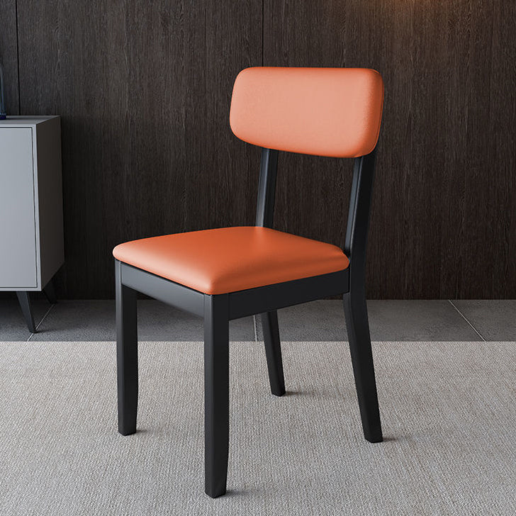 Glam Wood Chair Open Back Dining Side Chair for Dining Room with Upholstered Orange 1 Piece Clearhalo 'Dining Chairs' 'Dining Tables & Seating' 'dining_chair' 'furn' 'furn_dining_chair' 'Furniture' 'furniture_dining_chair' 'Kitchen & Dining Furniture' 4832073