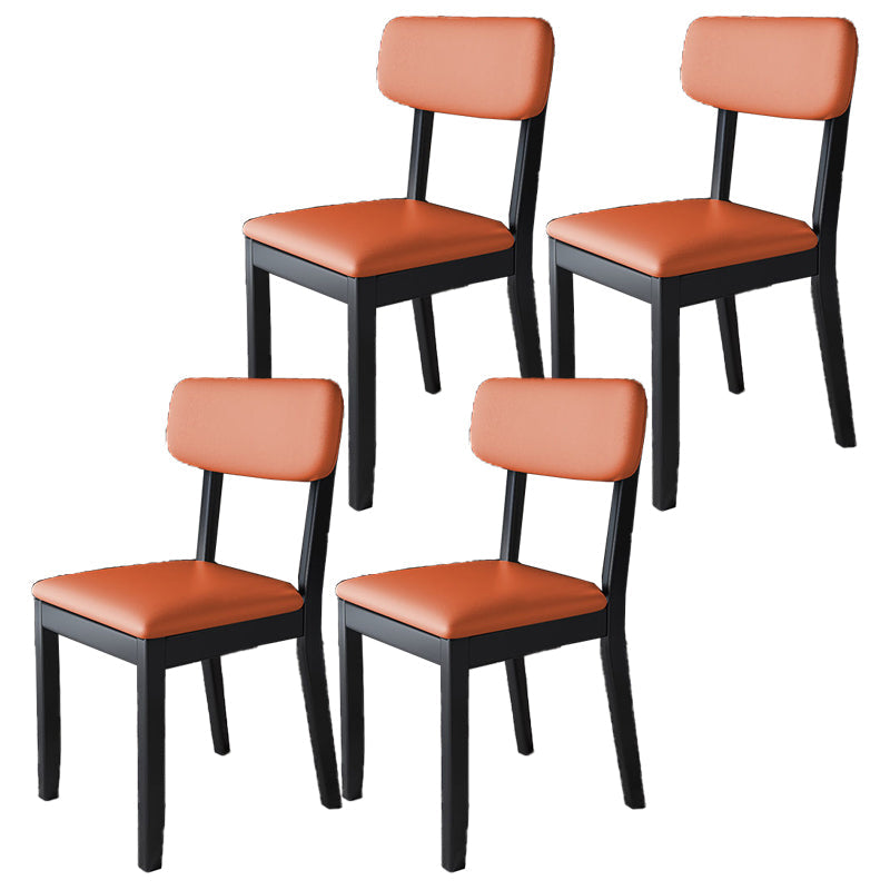 Glam Wood Chair Open Back Dining Side Chair for Dining Room with Upholstered Orange 4 Piece Set Clearhalo 'Dining Chairs' 'Dining Tables & Seating' 'dining_chair' 'furn' 'furn_dining_chair' 'Furniture' 'furniture_dining_chair' 'Kitchen & Dining Furniture' 4832075