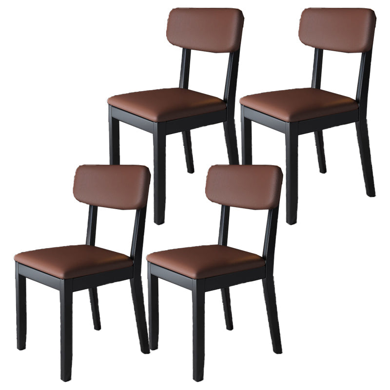 Glam Wood Chair Open Back Dining Side Chair for Dining Room with Upholstered Brown 4 Piece Set Clearhalo 'Dining Chairs' 'Dining Tables & Seating' 'dining_chair' 'furn' 'furn_dining_chair' 'Furniture' 'furniture_dining_chair' 'Kitchen & Dining Furniture' 4832078