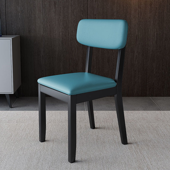 Glam Wood Chair Open Back Dining Side Chair for Dining Room with Upholstered Blue 1 Piece Clearhalo 'Dining Chairs' 'Dining Tables & Seating' 'dining_chair' 'furn' 'furn_dining_chair' 'Furniture' 'furniture_dining_chair' 'Kitchen & Dining Furniture' 4832079
