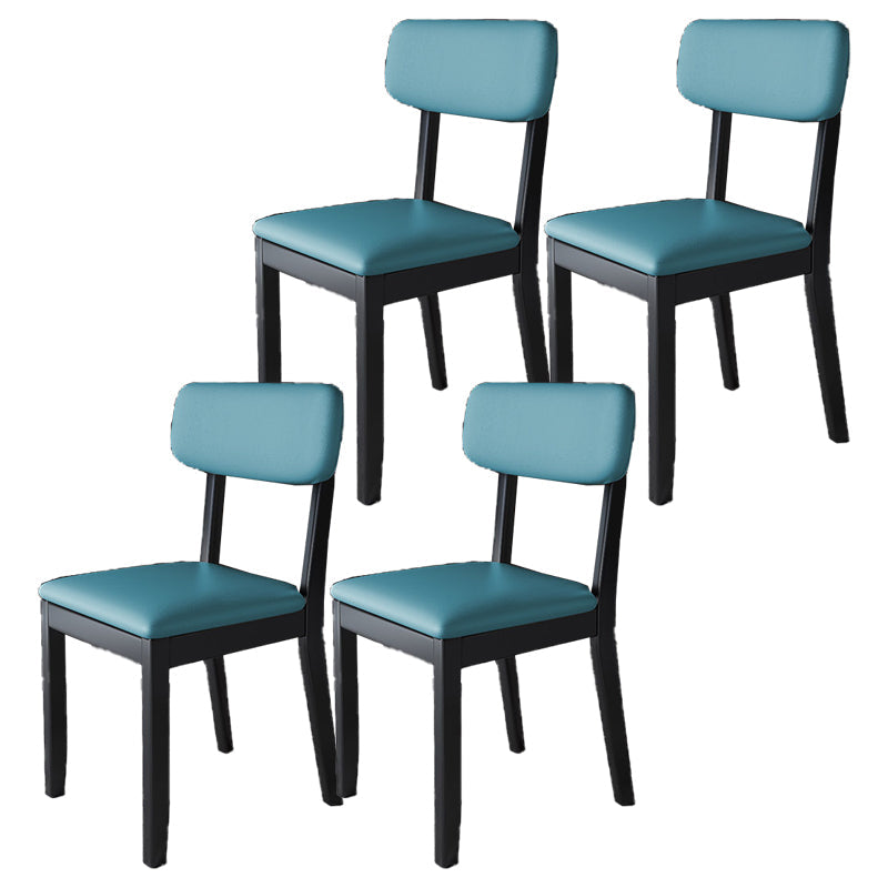 Glam Wood Chair Open Back Dining Side Chair for Dining Room with Upholstered Blue 4 Piece Set Clearhalo 'Dining Chairs' 'Dining Tables & Seating' 'dining_chair' 'furn' 'furn_dining_chair' 'Furniture' 'furniture_dining_chair' 'Kitchen & Dining Furniture' 4832081