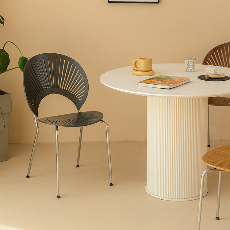 Metal Kitchen and Dining Room Chair Open Back Dining Side Black and Silver Chair Clearhalo 'Dining Chairs' 'Dining Tables & Seating' 'dining_chair' 'furn' 'furn_dining_chair' 'Furniture' 'furniture_dining_chair' 'Kitchen & Dining Furniture' 4832083