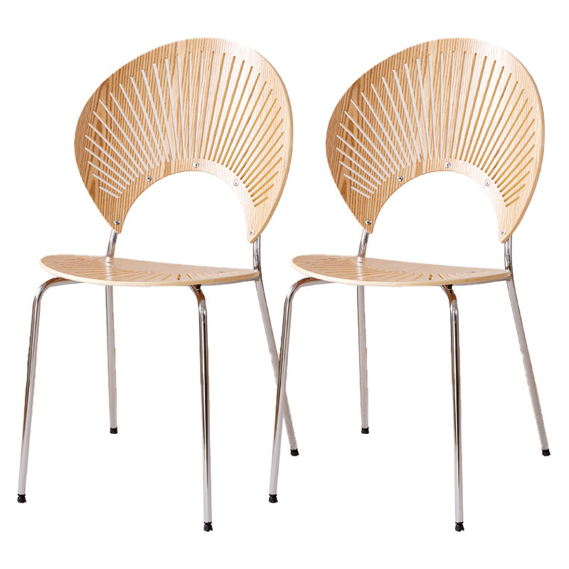 Metal Kitchen and Dining Room Chair Open Back Dining Side Black and Silver Chair Wood 2 Piece Set Silver Clearhalo 'Dining Chairs' 'Dining Tables & Seating' 'dining_chair' 'furn' 'furn_dining_chair' 'Furniture' 'furniture_dining_chair' 'Kitchen & Dining Furniture' 4832084