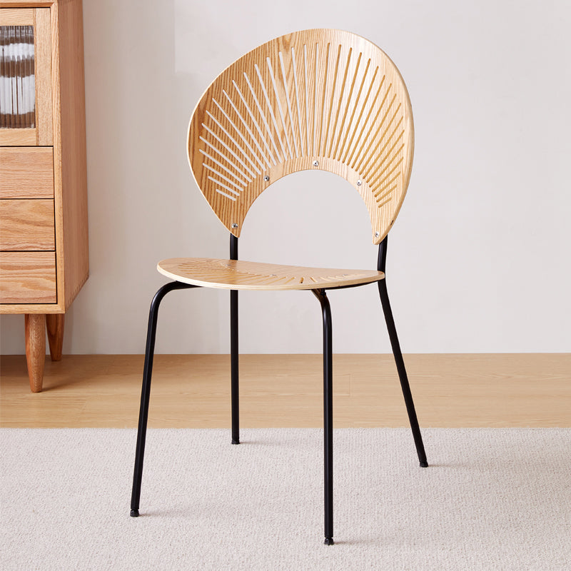 Metal Kitchen and Dining Room Chair Open Back Dining Side Black and Silver Chair Wood 1 Piece Black Clearhalo 'Dining Chairs' 'Dining Tables & Seating' 'dining_chair' 'furn' 'furn_dining_chair' 'Furniture' 'furniture_dining_chair' 'Kitchen & Dining Furniture' 4832087