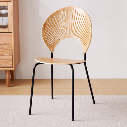 Metal Kitchen and Dining Room Chair Open Back Dining Side Black and Silver Chair Wood 1 Piece Black Clearhalo 'Dining Chairs' 'Dining Tables & Seating' 'dining_chair' 'furn' 'furn_dining_chair' 'Furniture' 'furniture_dining_chair' 'Kitchen & Dining Furniture' 4832087