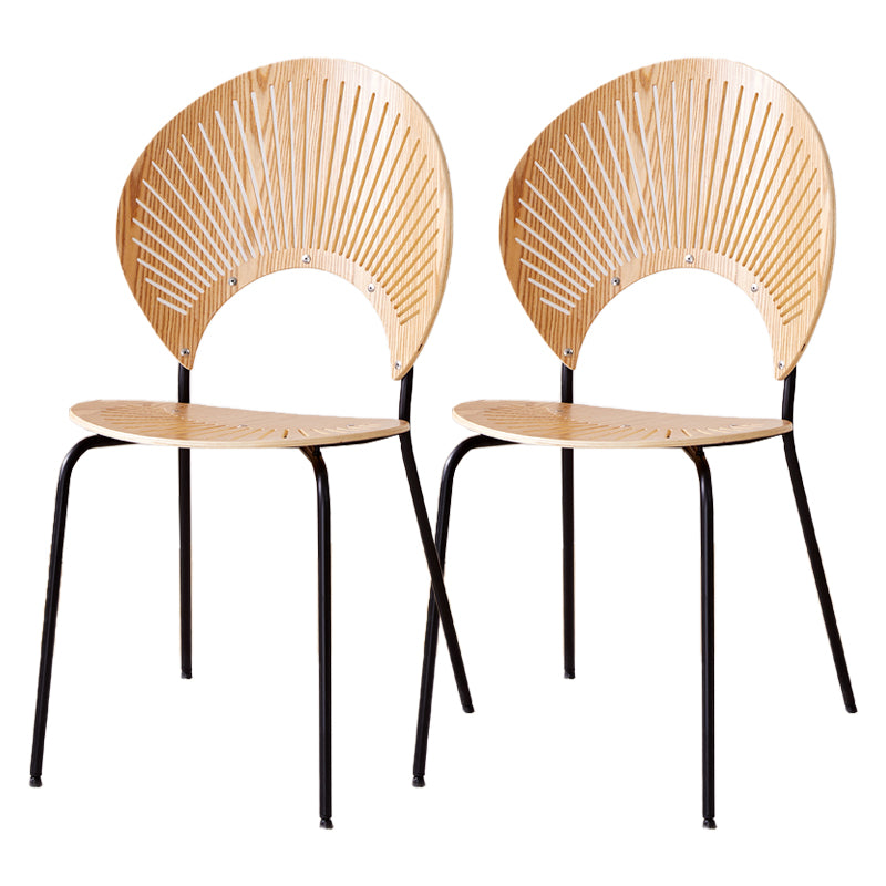 Metal Kitchen and Dining Room Chair Open Back Dining Side Black and Silver Chair Wood 2 Piece Set Black Clearhalo 'Dining Chairs' 'Dining Tables & Seating' 'dining_chair' 'furn' 'furn_dining_chair' 'Furniture' 'furniture_dining_chair' 'Kitchen & Dining Furniture' 4832089