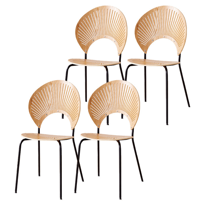 Metal Kitchen and Dining Room Chair Open Back Dining Side Black and Silver Chair Wood 4 Piece Set Black Clearhalo 'Dining Chairs' 'Dining Tables & Seating' 'dining_chair' 'furn' 'furn_dining_chair' 'Furniture' 'furniture_dining_chair' 'Kitchen & Dining Furniture' 4832091