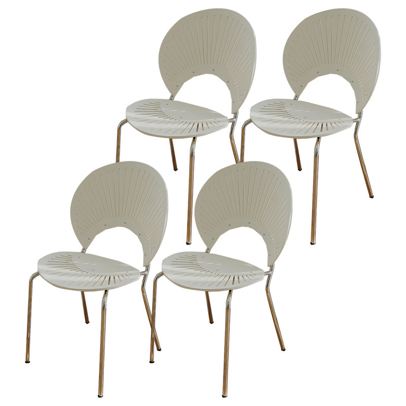 Metal Kitchen and Dining Room Chair Open Back Dining Side Black and Silver Chair White 4 Piece Set Silver Clearhalo 'Dining Chairs' 'Dining Tables & Seating' 'dining_chair' 'furn' 'furn_dining_chair' 'Furniture' 'furniture_dining_chair' 'Kitchen & Dining Furniture' 4832098