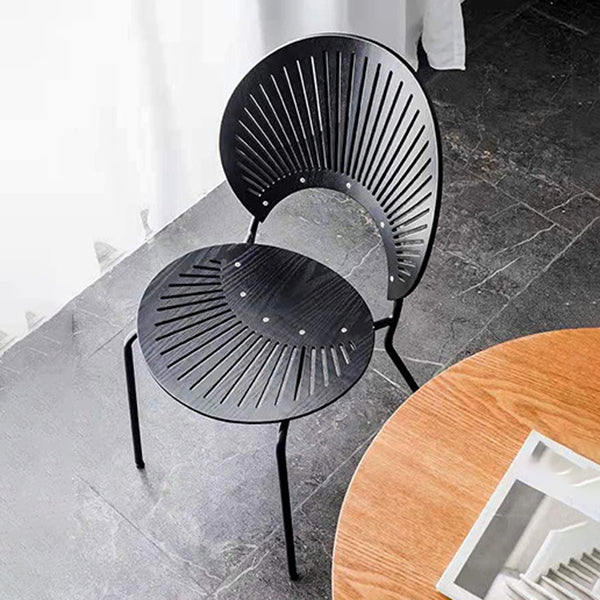 Metal Kitchen and Dining Room Chair Open Back Dining Side Black and Silver Chair Clearhalo 'Dining Chairs' 'Dining Tables & Seating' 'dining_chair' 'furn' 'furn_dining_chair' 'Furniture' 'furniture_dining_chair' 'Kitchen & Dining Furniture' 4832100