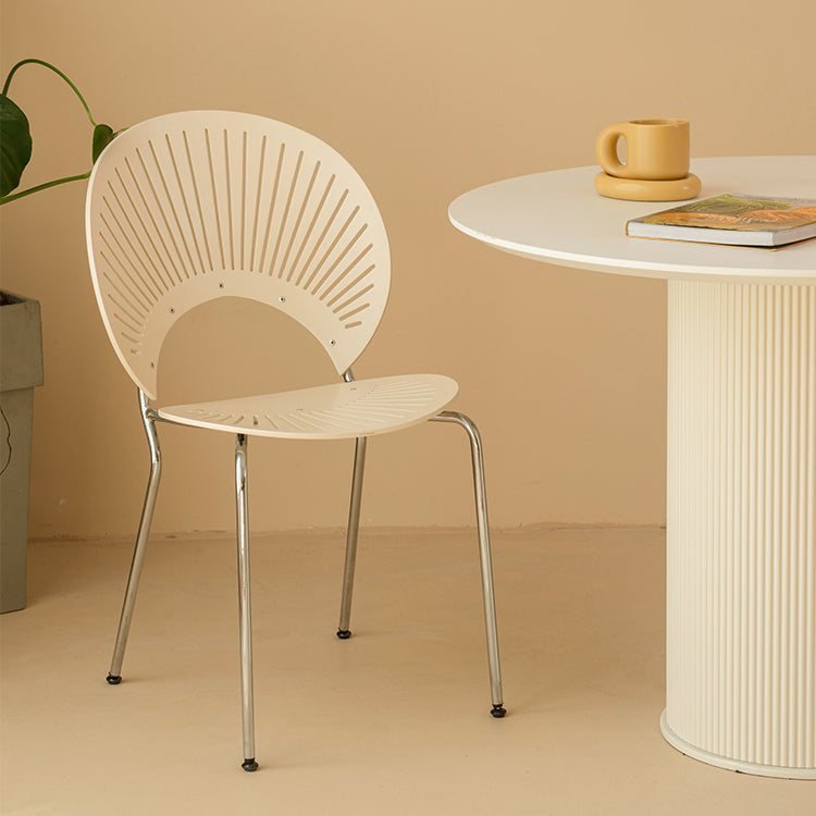 Metal Kitchen and Dining Room Chair Open Back Dining Side Black and Silver Chair Clearhalo 'Dining Chairs' 'Dining Tables & Seating' 'dining_chair' 'furn' 'furn_dining_chair' 'Furniture' 'furniture_dining_chair' 'Kitchen & Dining Furniture' 4832101