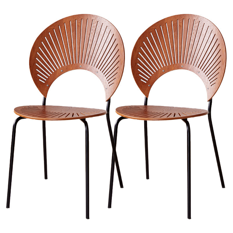 Metal Kitchen and Dining Room Chair Open Back Dining Side Black and Silver Chair Walnut 2 Piece Set Black Clearhalo 'Dining Chairs' 'Dining Tables & Seating' 'dining_chair' 'furn' 'furn_dining_chair' 'Furniture' 'furniture_dining_chair' 'Kitchen & Dining Furniture' 4832113