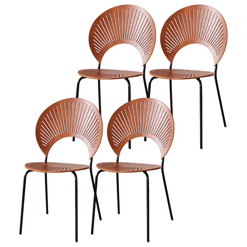 Metal Kitchen and Dining Room Chair Open Back Dining Side Black and Silver Chair Walnut 4 Piece Set Black Clearhalo 'Dining Chairs' 'Dining Tables & Seating' 'dining_chair' 'furn' 'furn_dining_chair' 'Furniture' 'furniture_dining_chair' 'Kitchen & Dining Furniture' 4832114