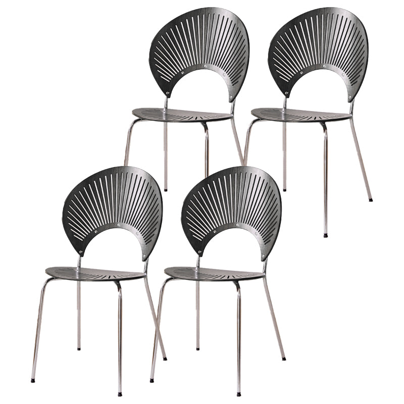 Metal Kitchen and Dining Room Chair Open Back Dining Side Black and Silver Chair Black 4 Piece Set Silver Clearhalo 'Dining Chairs' 'Dining Tables & Seating' 'dining_chair' 'furn' 'furn_dining_chair' 'Furniture' 'furniture_dining_chair' 'Kitchen & Dining Furniture' 4832117