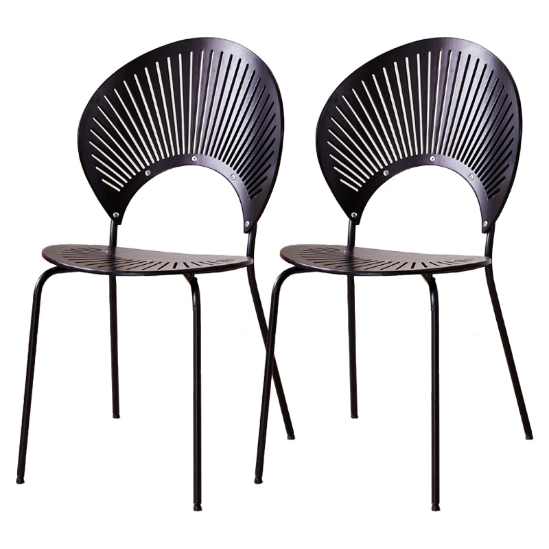 Metal Kitchen and Dining Room Chair Open Back Dining Side Black and Silver Chair Black 2 Piece Set Black Clearhalo 'Dining Chairs' 'Dining Tables & Seating' 'dining_chair' 'furn' 'furn_dining_chair' 'Furniture' 'furniture_dining_chair' 'Kitchen & Dining Furniture' 4832119