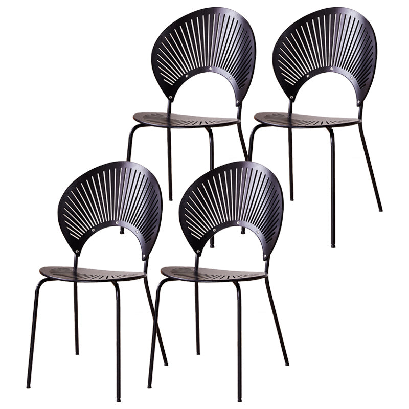 Metal Kitchen and Dining Room Chair Open Back Dining Side Black and Silver Chair Black 4 Piece Set Black Clearhalo 'Dining Chairs' 'Dining Tables & Seating' 'dining_chair' 'furn' 'furn_dining_chair' 'Furniture' 'furniture_dining_chair' 'Kitchen & Dining Furniture' 4832120